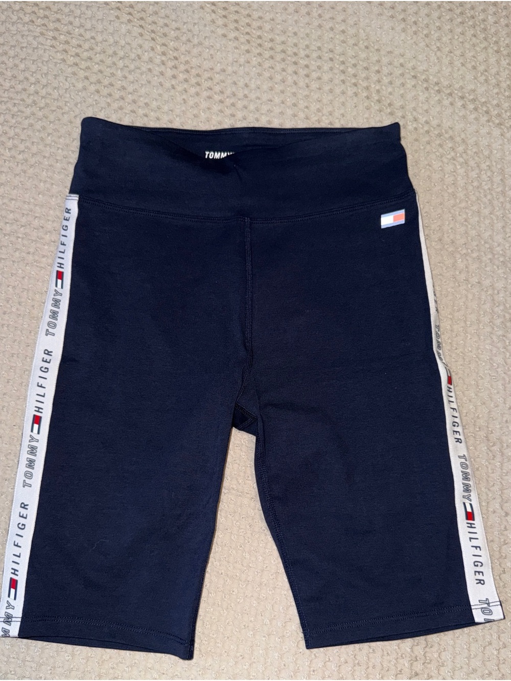 Tommy Hilfiger Navy Bike Shorts with Logo Tape